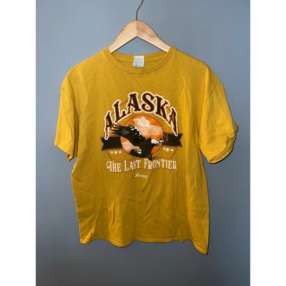 Alaska The Last Frontier Eagle T-Shirt Mustard Yellow Delta Pro Weight Large